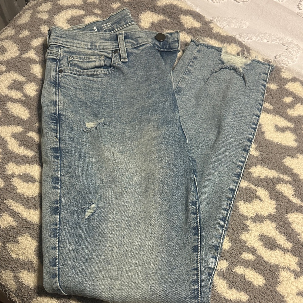 a.n.a Light Blue Distressed Ankle Jeans